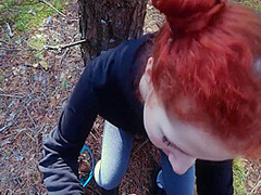 Unexpected Blowjob On A Walk In The Woods