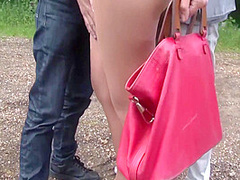 Hot Brunette Milf Gets Fucked By 2 Hard Cocks Outdoor 15 Min