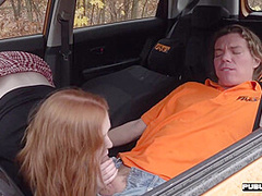 Big titted car driver pussyfucked in POV by instructor