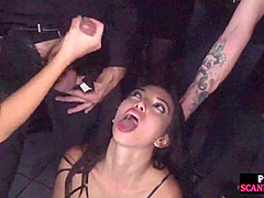 Latex bondage sub whore public fucked and mouth jizzed