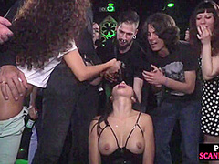 Latex bondage sub whore public fucked and mouth jizzed