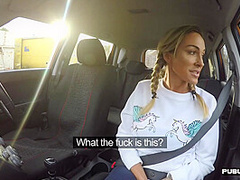 Busty MILF public fucked in car outdoor by driving tutor