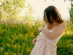 OLD4K. Lassie spits on rules and has sex with much older man in nature