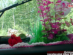 German skinny hitchhiker teen pick up from grandpa in forest