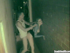 Pussy licked alley whore bends over for dick