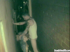 Pussy licked alley whore bends over for dick
