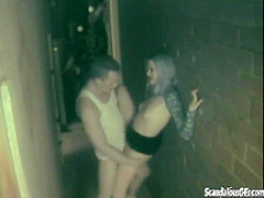 Pussy licked alley whore bends over for dick