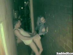 Pussy licked alley whore bends over for dick
