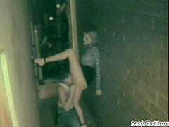Pussy licked alley whore bends over for dick