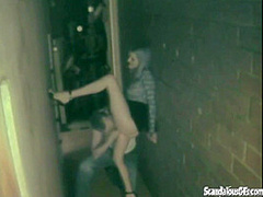 Pussy licked alley whore bends over for dick