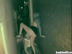 Pussy licked alley whore bends over for dick