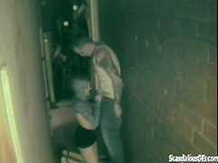 Pussy licked alley whore bends over for dick