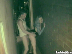 Pussy licked alley whore bends over for dick