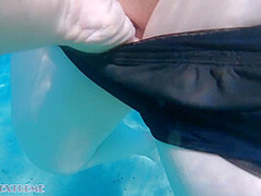Underwater Footjob Sex & Nipple Squeezing Pov At Public Beach - Big Natural Tits Pawg Bbw Wife Being Kinky On Vacation