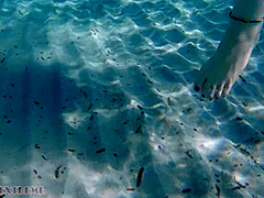 Underwater Footjob Sex & Nipple Squeezing Pov At Public Beach - Big Natural Tits Pawg Bbw Wife Being Kinky On Vacation