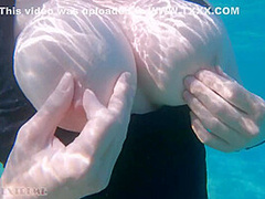 Underwater Footjob Sex & Nipple Squeezing Pov At Public Beach - Big Natural Tits Pawg Bbw Wife Being Kinky On Vacation