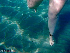 Underwater Footjob Sex & Nipple Squeezing Pov At Public Beach - Big Natural Tits Pawg Bbw Wife Being Kinky On Vacation