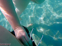 Underwater Footjob Sex & Nipple Squeezing Pov At Public Beach - Big Natural Tits Pawg Bbw Wife Being Kinky On Vacation