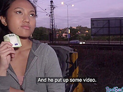 Asian reality whore POV fucked outdoor 4 cash after casting