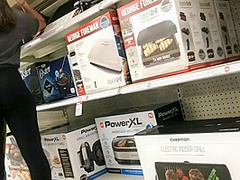 Candid Hot Teen Black Leggings See Through Vpl