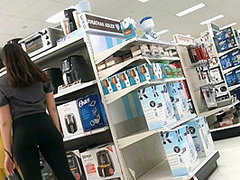 Candid Hot Teen Black Leggings See Through Vpl