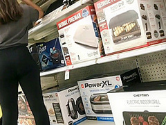 Candid Hot Teen Black Leggings See Through Vpl