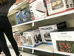 Candid Hot Teen Black Leggings See Through Vpl