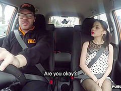 Petite ink slut public fucked in car outdoor by drive tutor