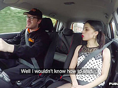 Petite ink slut public fucked in car outdoor by drive tutor