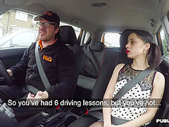 Petite ink slut public fucked in car outdoor by drive tutor