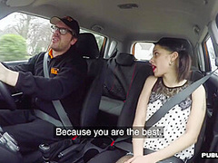 Petite ink slut public fucked in car outdoor by drive tutor