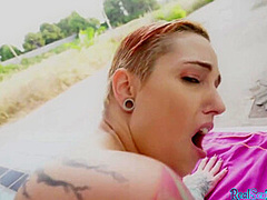Tattoo amateur reality babe POV fucked in public outdoor