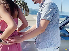 Skinny Bitch Gave Herself To A Rich Guy On The Coast For A Cabriolet