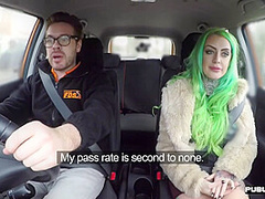 Driving student MILF public fucked in car outdoor by tutor