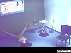 Solo office whore watches porn