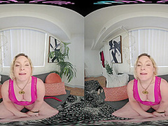 Big titty blonde gets off with her toy in virtual reality