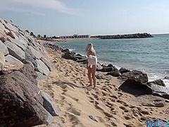Public reality amateur slut POV fucked on the beach