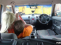 Boobylicious anal babe fucked in car in public place outdoor