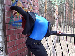 Busty Contortionist In Blue Catsuit - Watch4Fetish