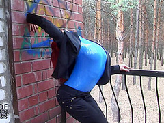 Busty Contortionist In Blue Catsuit - Watch4Fetish