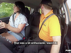 Curvy bigass and bigboobs MILF fucked in the car in public