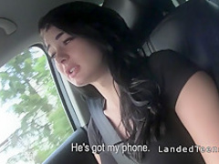 European busty teen banged outdoor pov