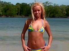 Blonde Hottie Barbie Banks Has A Beach Threesome