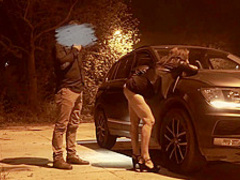 Cuckold filmed his wife fucked by stranger at a parking lot
