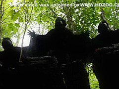 Two babes are being tortured outdoors