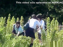 Uniformed Asian Sluts Pee Outdoors