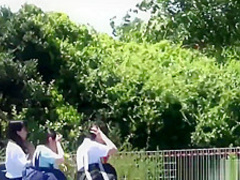 Uniformed Asian Sluts Pee Outdoors