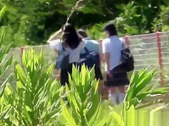 Uniformed Asian Sluts Pee Outdoors