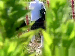 Uniformed Asian Sluts Pee Outdoors