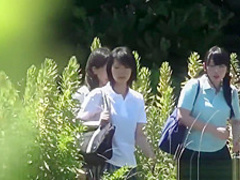 Uniformed Asian Sluts Pee Outdoors
